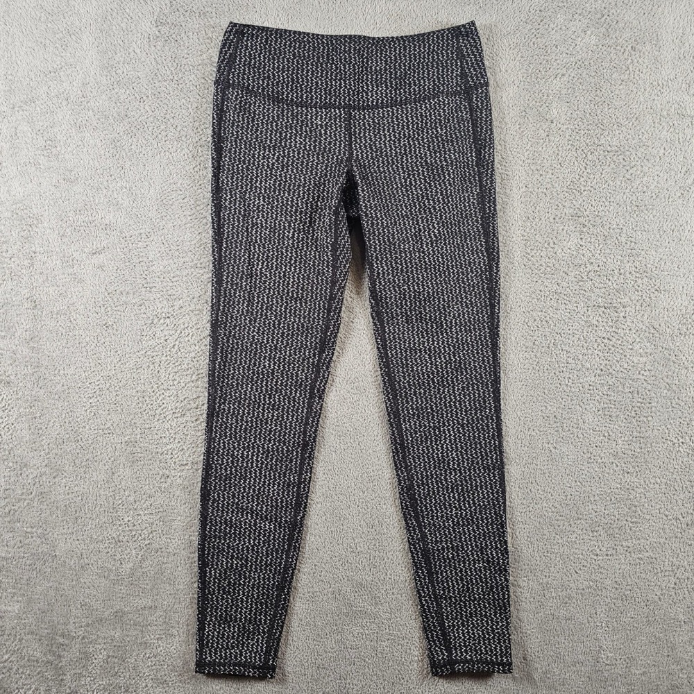 Athleta Womens Black White Zigzag Chevron Athletic Leggings Size M 243107